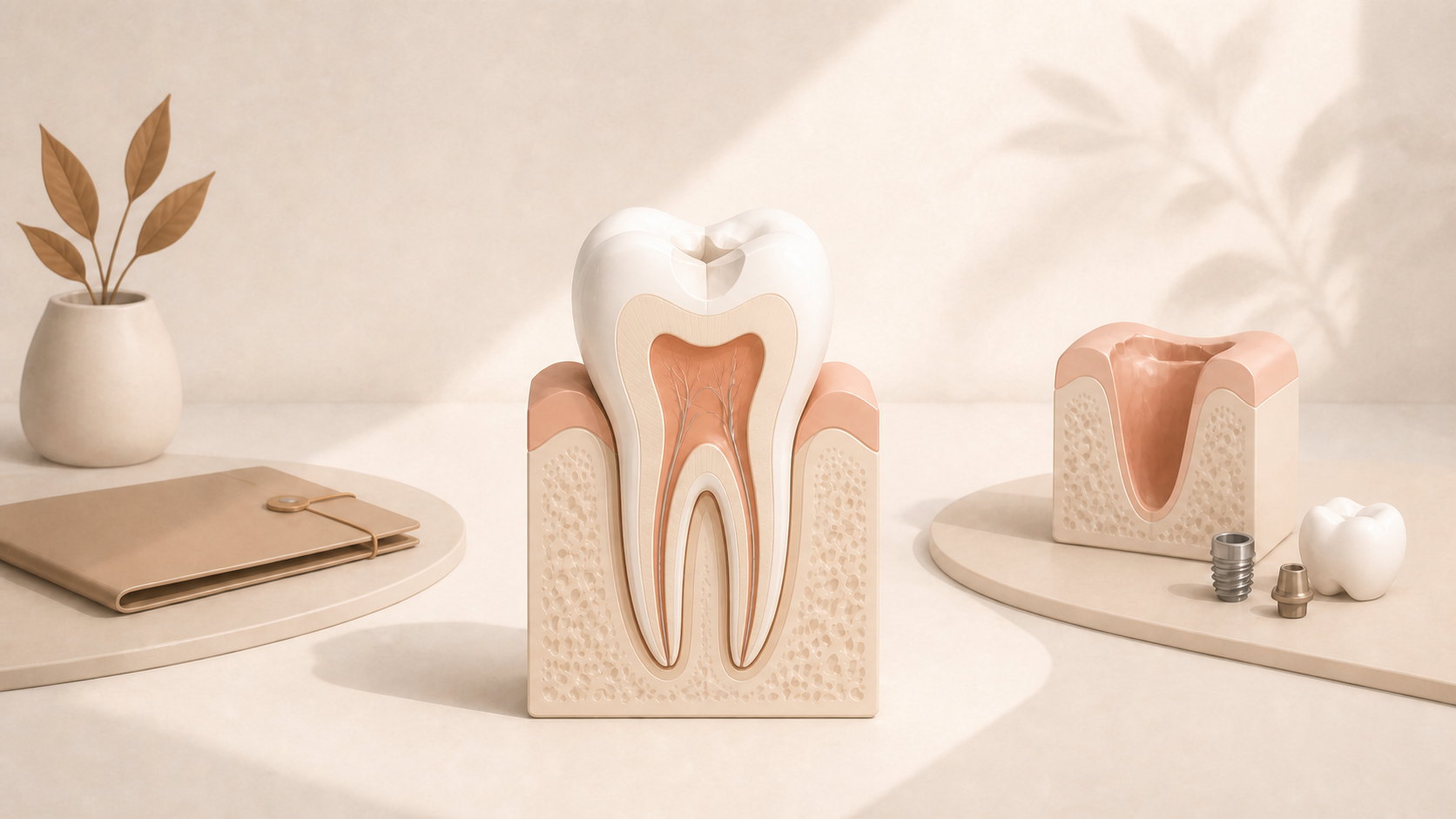 Comparación ilustrada entre conservar un diente con endodoncia y extraerlo para reemplazarlo