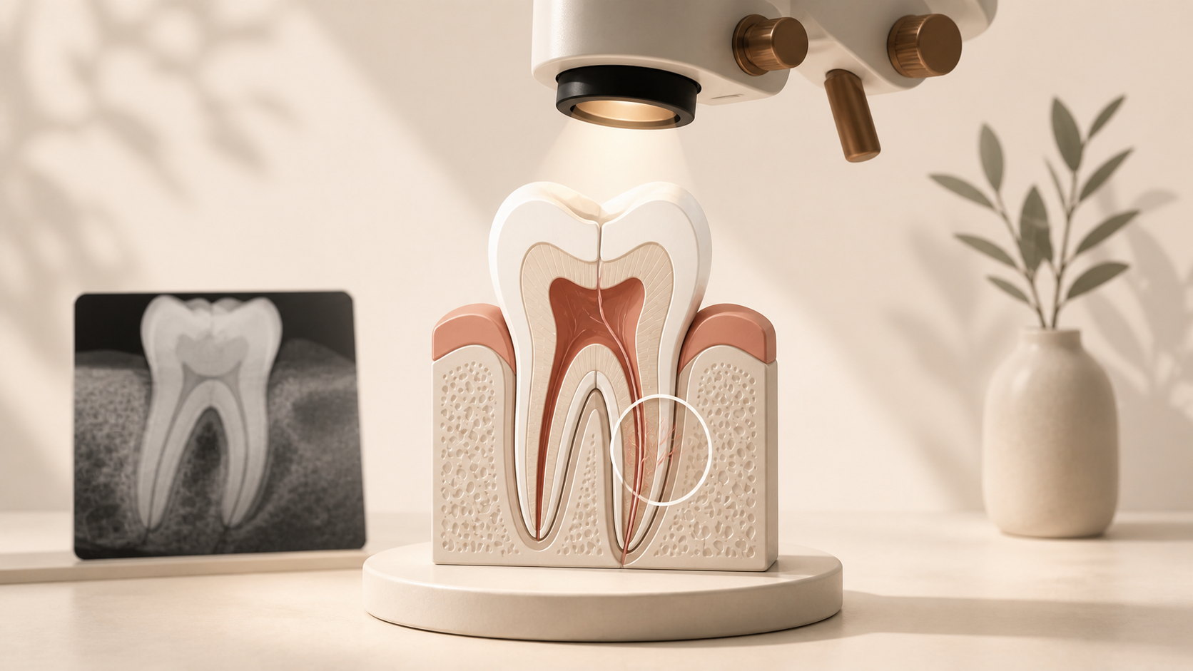 Diente evaluado con microscopio endodóntico y radiografía digital antes de decidir una extracción